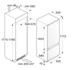זוג מקרר קומבי 120 NF פרימיום אינטגרלי מלא RFN31831I 3