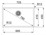 כיור 80 ס"מ בוקס נירוסטה BOX 210/110-68 פרנקה 2