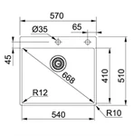 כיור בוקס 60 ס"מ נירוסטה BXX 210-54 TL Box פרנקה 2