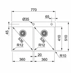 כיור כפול 80 ס"מ בוקס נירוסטה BXX 220 36/36 Box פרנקה 2