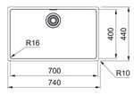 כיור נירוסטה 80 ס"מ מאריס MRX 210-70 פרנקה 2