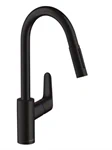 ברז מטבח נשלף שני מצבים פוקוס שחור מט 31815670 HANSGROHE