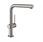 ברז מטבח נשלף 270 טאליס כרום שחור מוברש 72808340 HANSGROHE