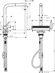 ברז מטבח נשלף כרום 73836000 - Aquno select 250 HANSGROHE 2