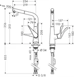 ברז מטבח נשלף מטריס 320 כרום 14821000 HANSGROHE 2