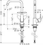 ברז מטבח ר עם פייה מסתובבת פוקוס E2 כרום 31820000 HANSGROHE 2