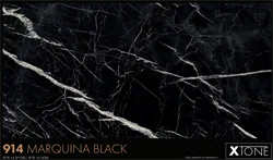 משטח פורצלן מעובד-Marquina Black 914-מבריק