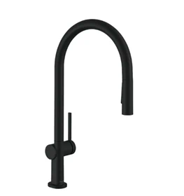 ברז מטבח נשלף טאליס בתוספת SBOX שחור מט 72801670 HANSGROHE