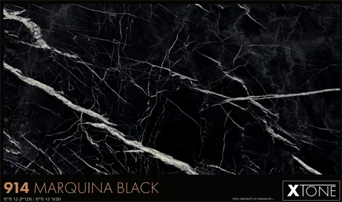 משטח פורצלן מעובד-Marquina Black 914-מבריק