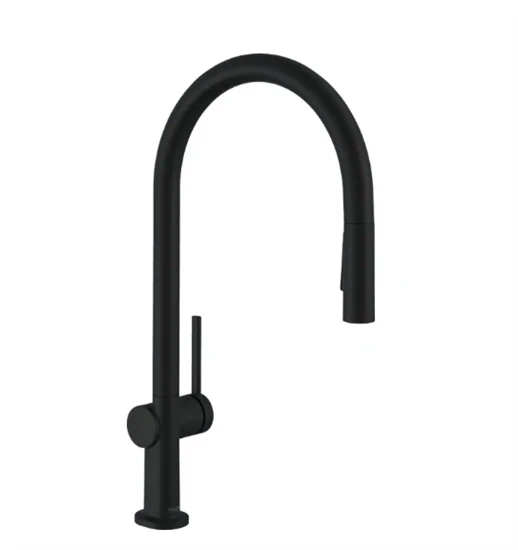 ברז מטבח נשלף טאליס בתוספת SBOX שחור מט 72801670 HANSGROHE