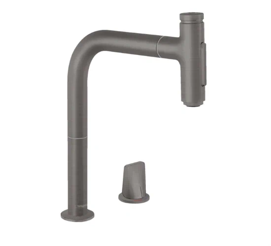 ברז מטבח נשלף מסדרת M71 שחור כרום מוברש HANSGROHE 73818340