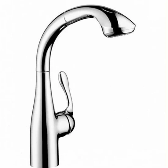 ברז מטבח נשלף כרום אלגרו E ידית צידית 04373000 HANSGROHE