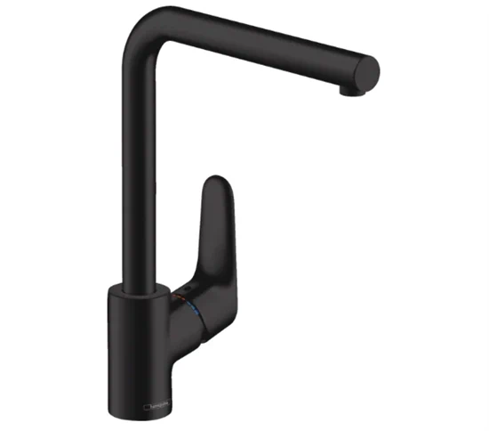 ברז מטבח פיה מסתובבת פוקוס שחור מט 31817670 HANSGROHE