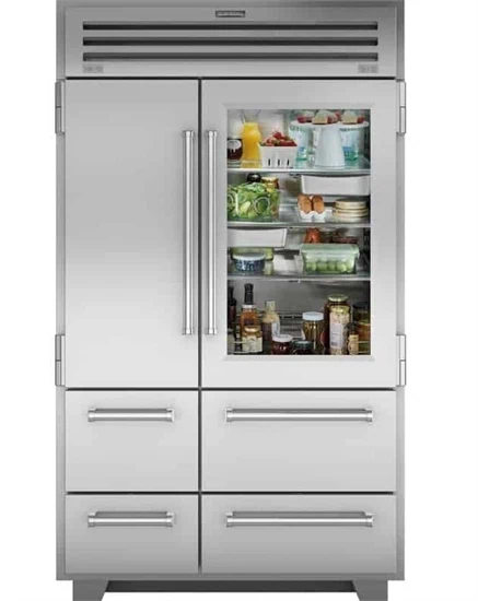ICBPRO4850G מקרר+מקפיא 122 ס"מ. SBS B.I נירוסטה עם חלון זכוכית